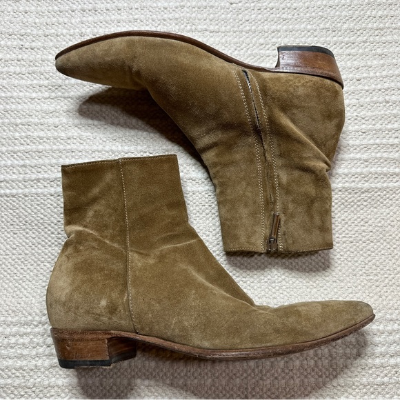 ALESSANDRO VASINI men's tobacco tan suede leather Alec 30 mm ankle boots 39.5 - Picture 8 of 14